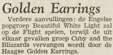 Newspaper article Golden Earrings Utrecht Nieuwsblad November 23 1967
